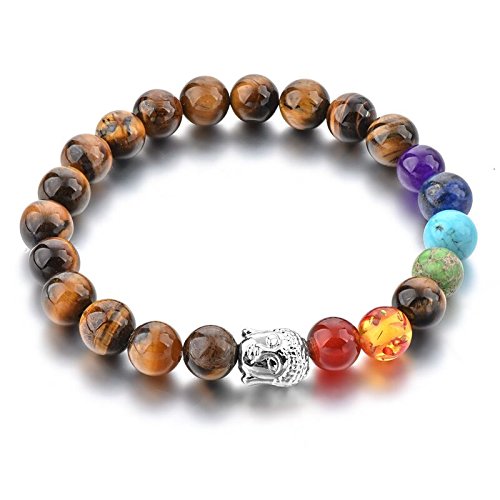 7 chakra Bracelet Tiger Eye Bracelet Adjustable