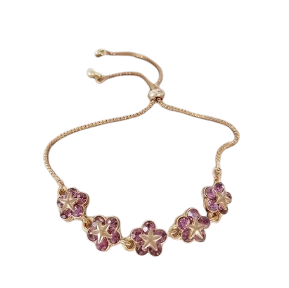Zirconia Flower Chain Bracelet
