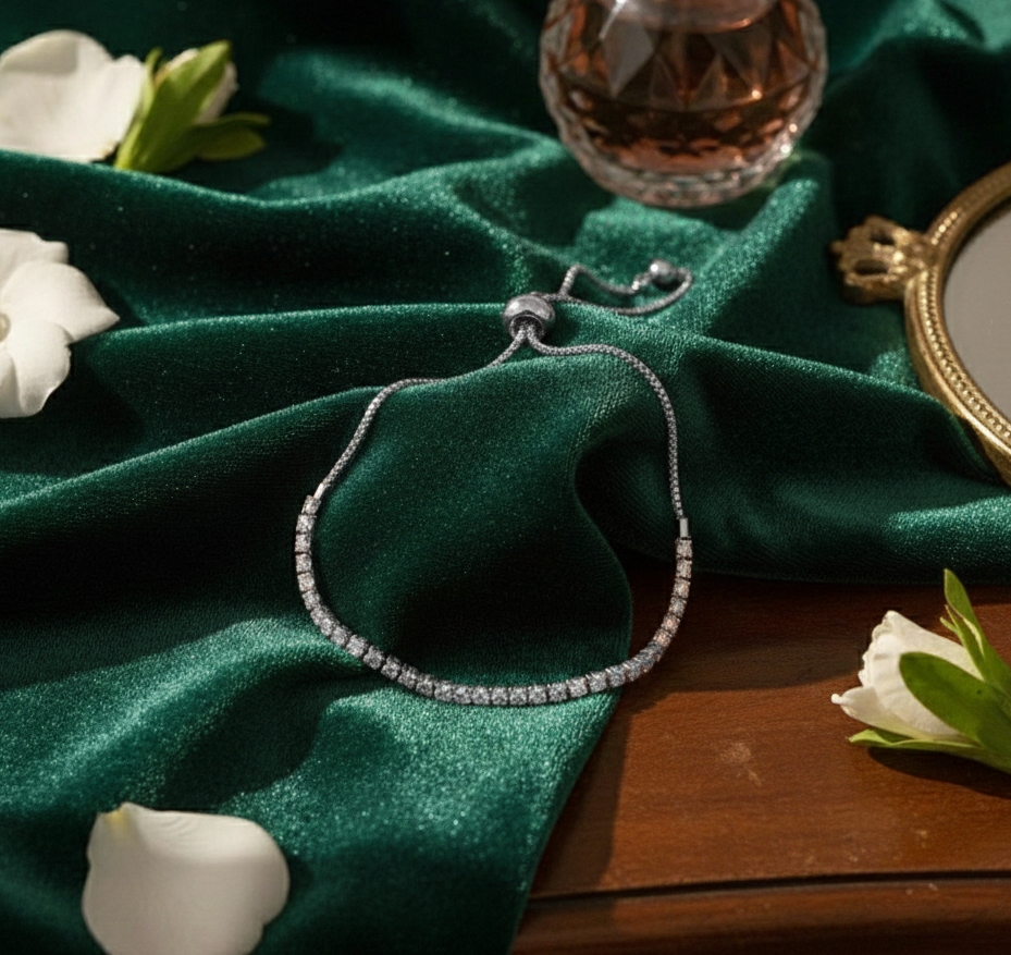 GOLD & SILVER AD STONE KOREAN BRACELET