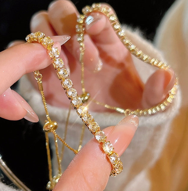 GOLD & SILVER AD STONE KOREAN BRACELET