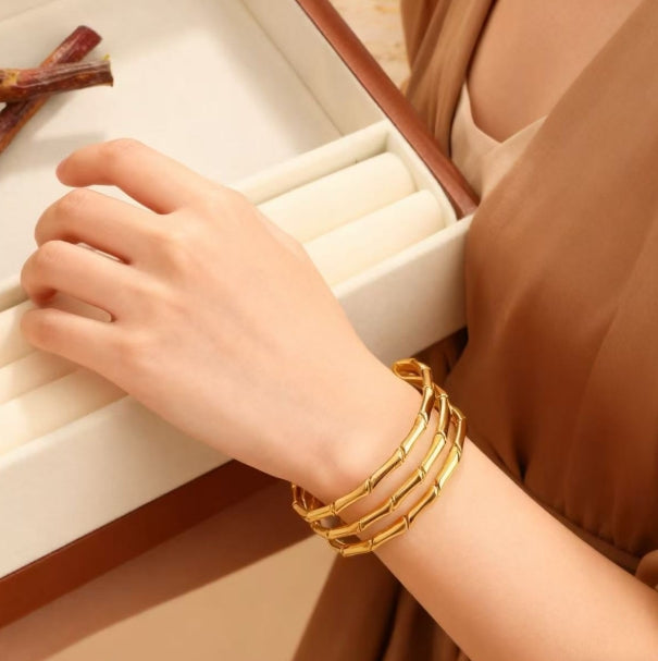 GOLD ANTI TARNISH OPEN CUFF BRACELET