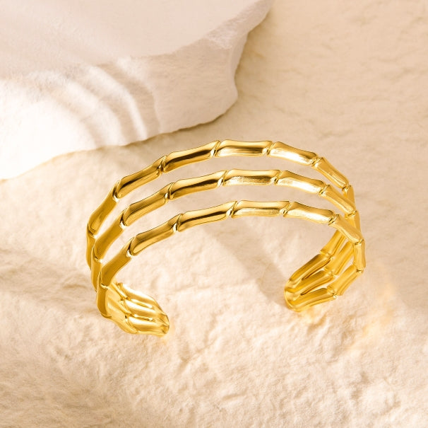 GOLD ANTI TARNISH OPEN CUFF BRACELET