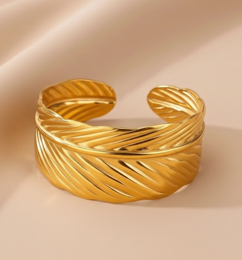 GOLD ANTI TARNISH OPEN CUFF BRACELET