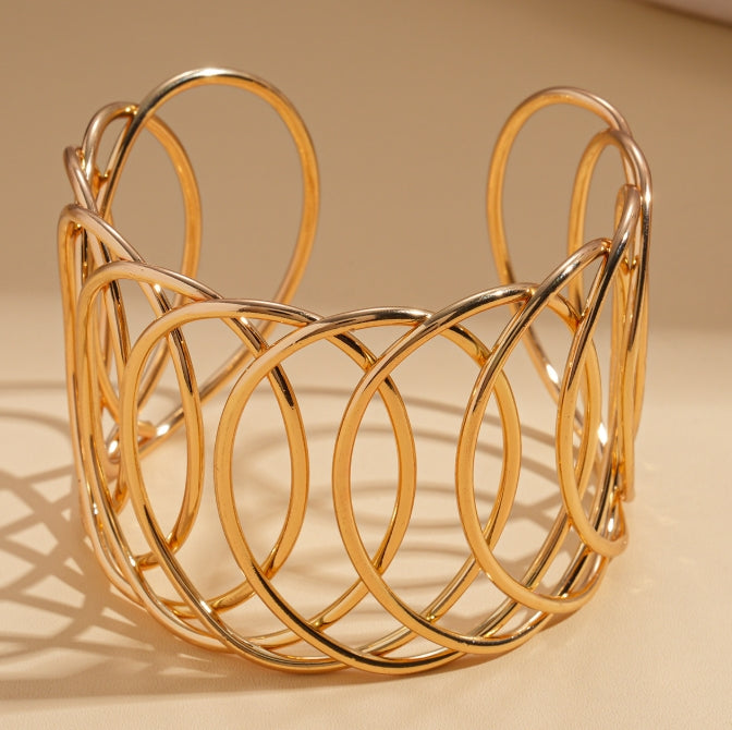 GOLD ANTI TARNISH OPEN CUFF BRACELET