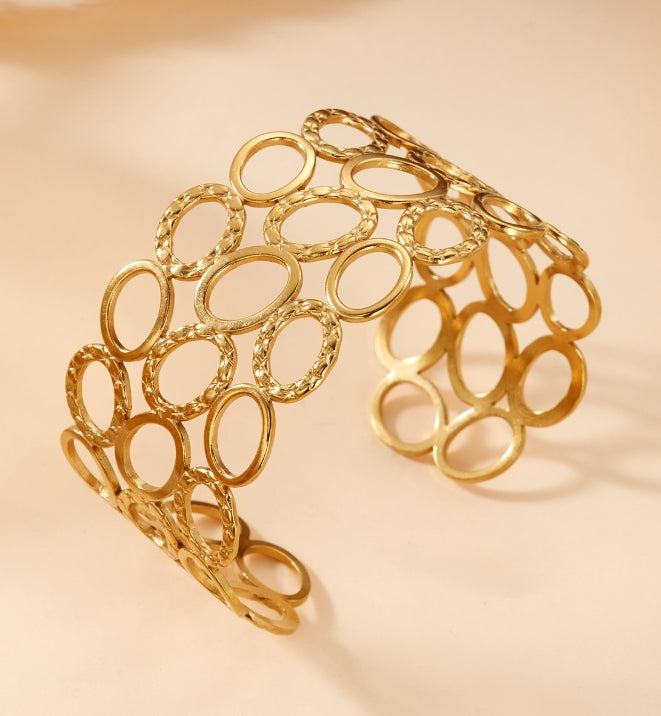 GOLD ANTI TARNISH OPEN CUFF BRACELET