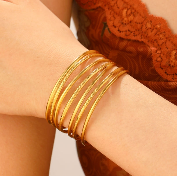 GOLD ANTI TARNISH OPEN CUFF BRACELET