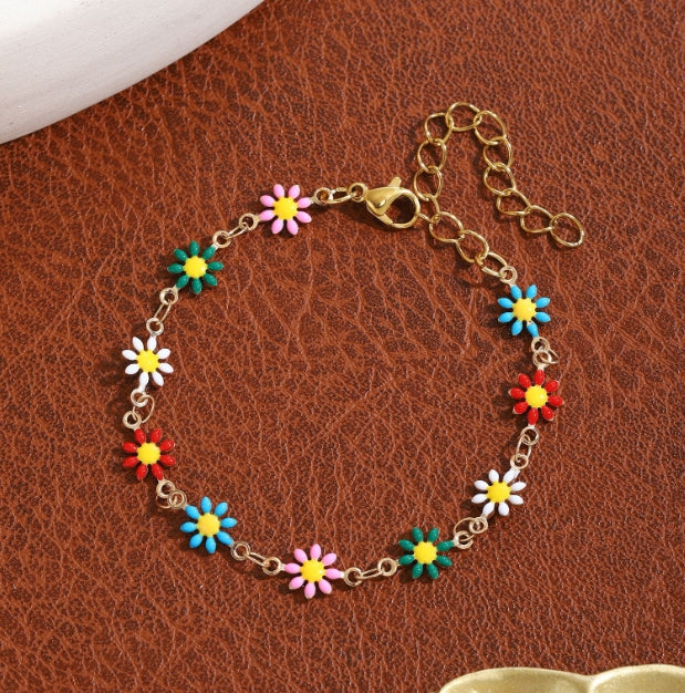 DAISY FLOWER ENAMELED KOREAN BRACELET