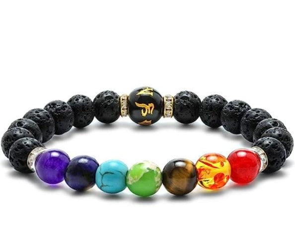 Lava Stone 7 Chakra Adjustable Bracelet