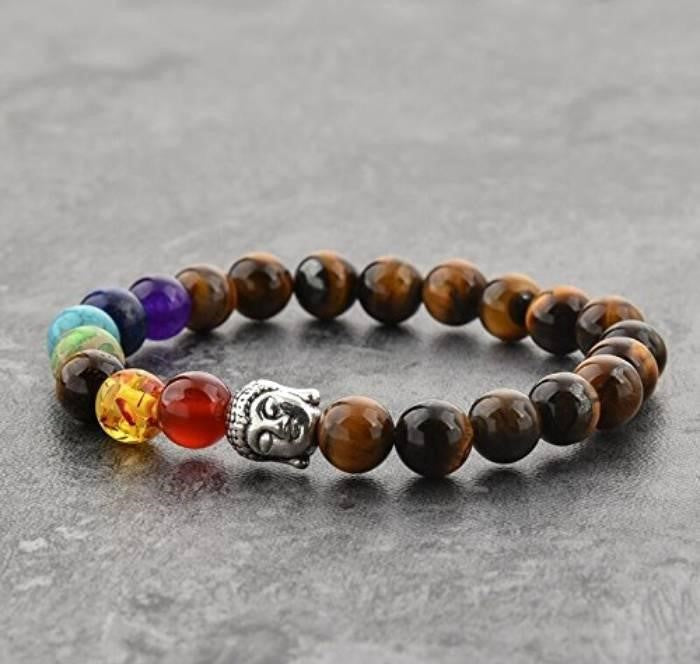 7 chakra Bracelet Tiger Eye Bracelet Adjustable