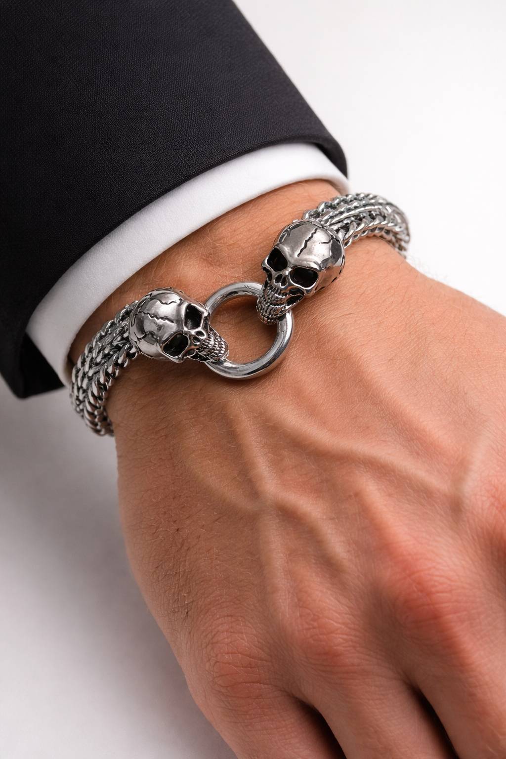 SKULL HEAD STAINLESS STEEL CHAIN BRACELET