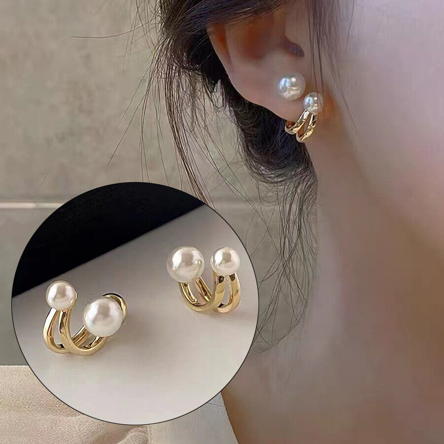 Bow Pearl Huggie Earring