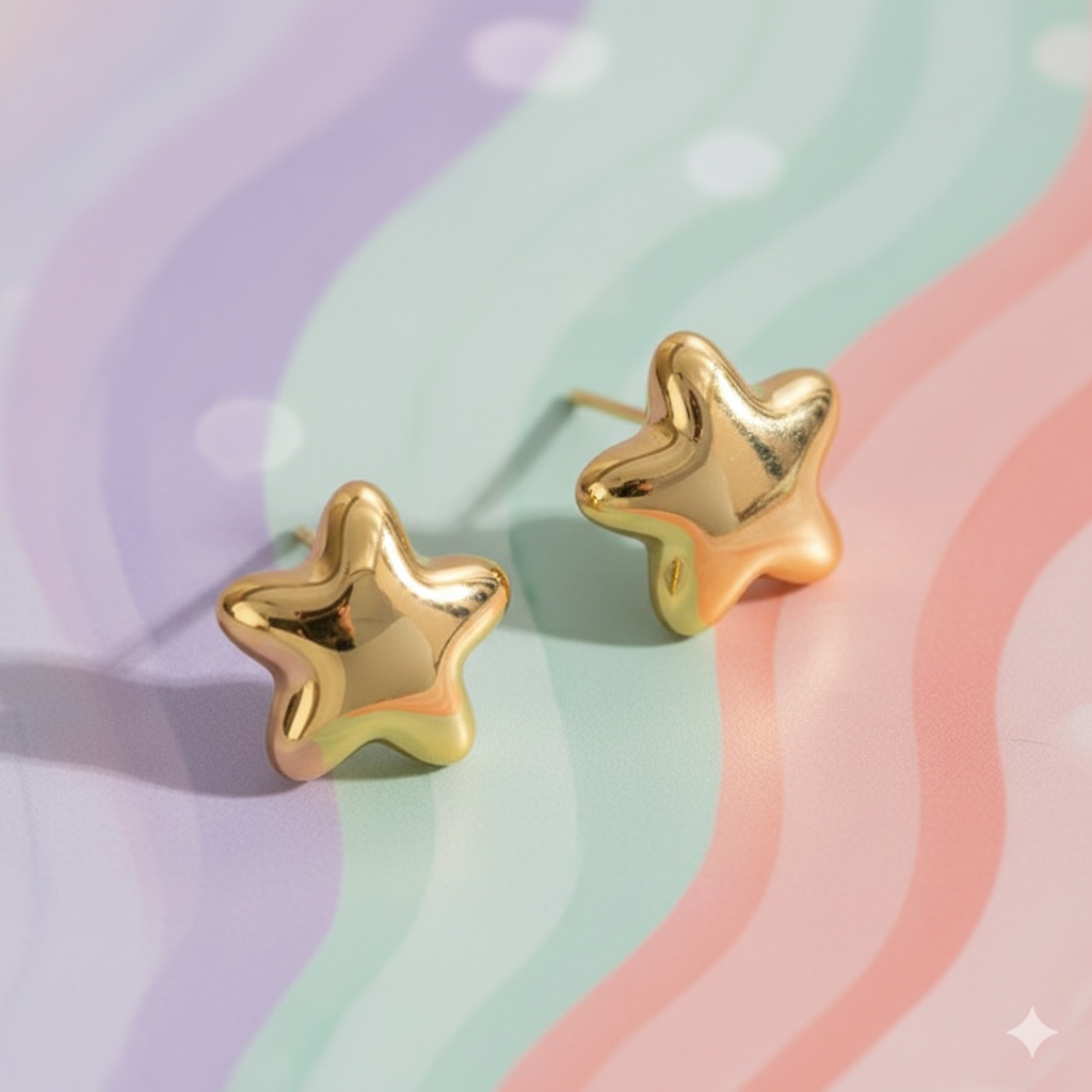 GOLD STAR STUDS KOREAN EARRINGS