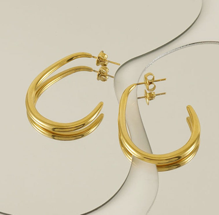 GOLD ANTI TARNISH BIG HOOP KOREAN EARRINGS