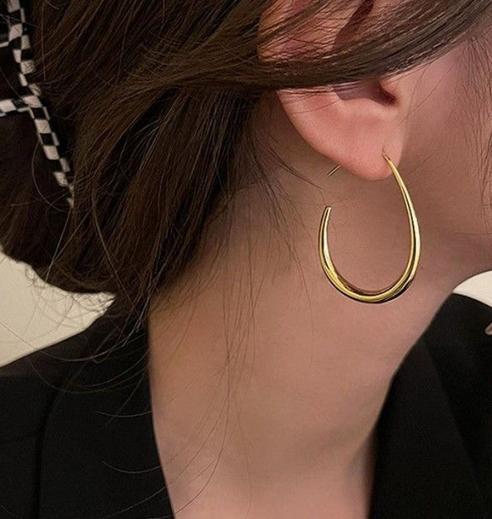GOLD ANTI TARNISH BIG HOOP KOREAN EARRINGS