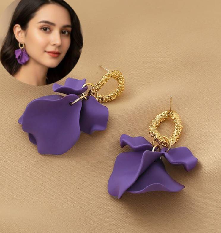 FLOWER PETAL DROP KOREAN EARRING