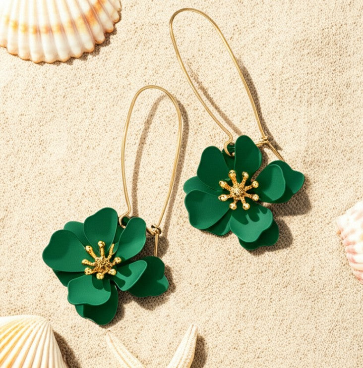 FLOWER DROP KOREAN EARRING