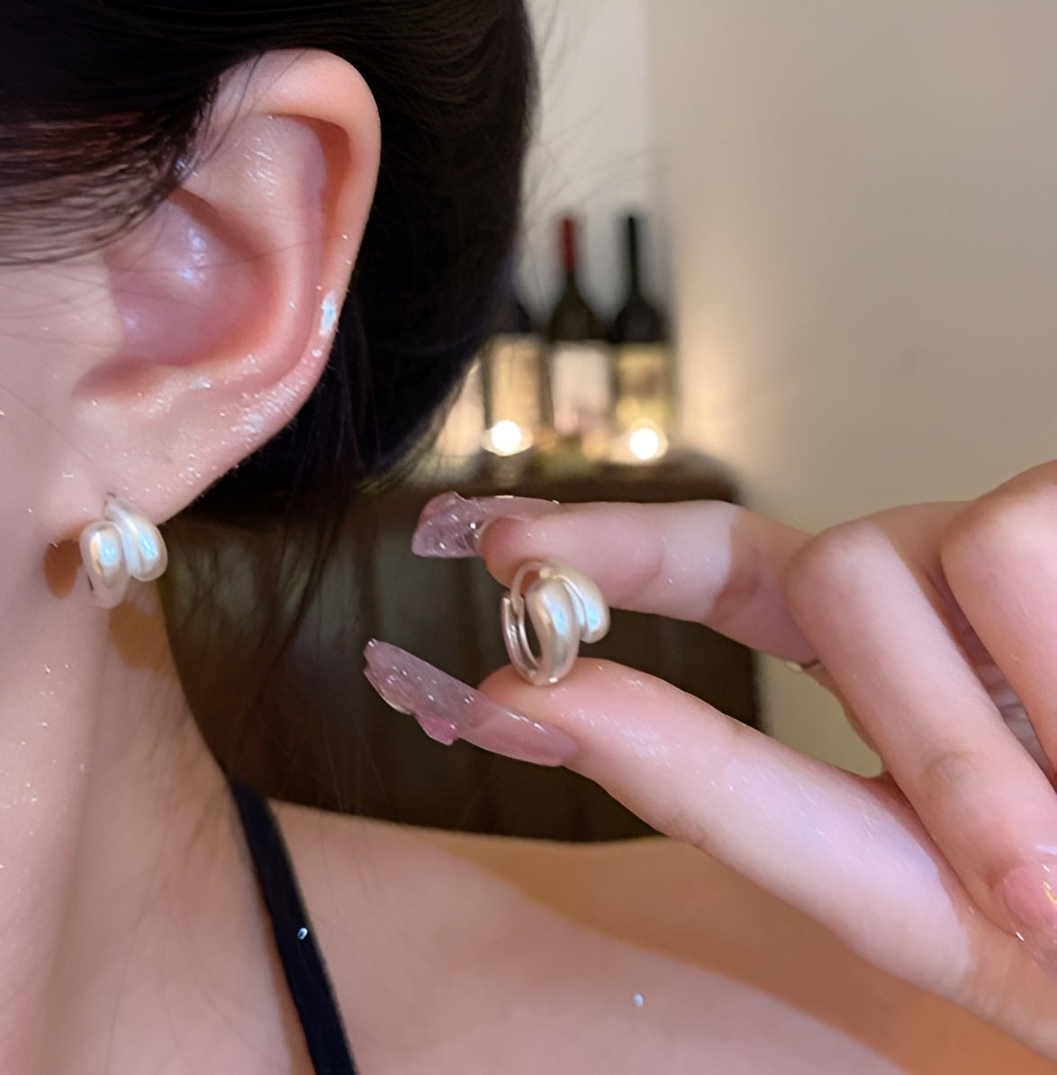 SMALL SILVER HOOP KOREAN EARRINGS