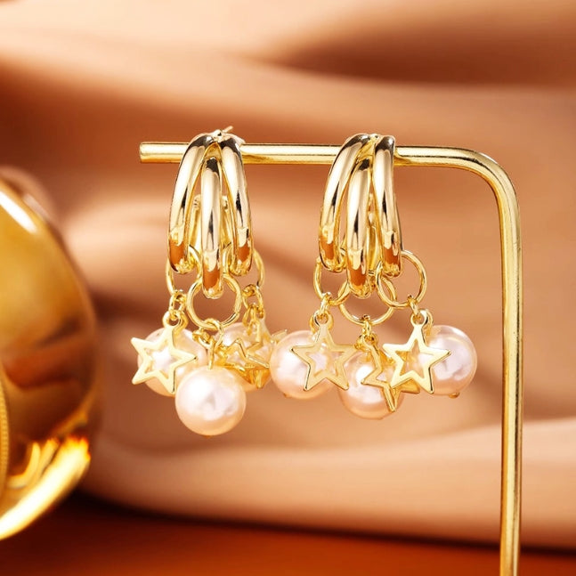 PEARLS HOOP JHUMKI KOREAN EARRINGS