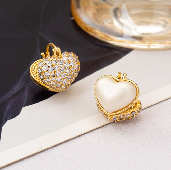 HEART 2 SIDE WEAR HOOP KOREAN EARRINGS