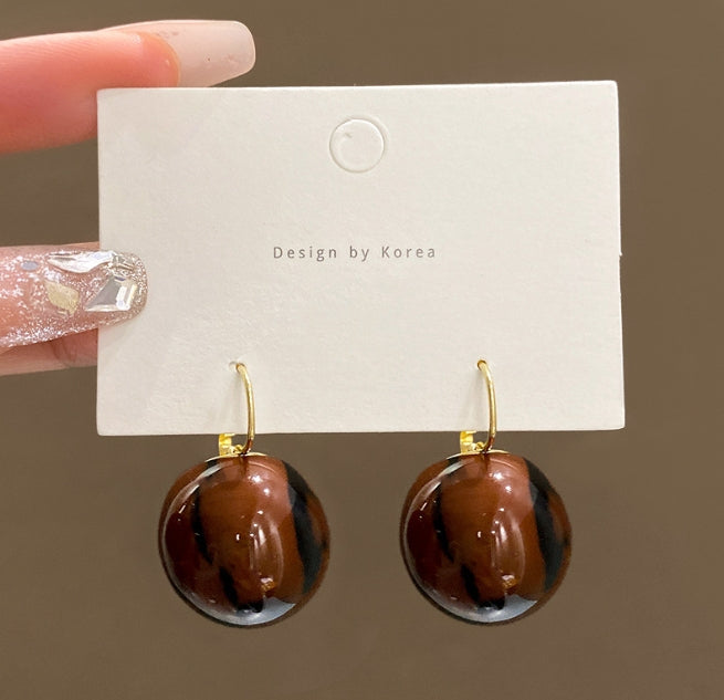 LEOPARD RESIN DROP KOREAN EARRINGS