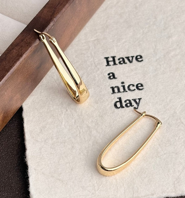 LONG U SHAPE HOOP KOREAN EARRINGS