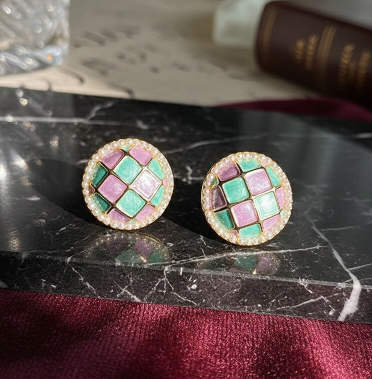ENAMEL STUDS KOREAN EARRINGS