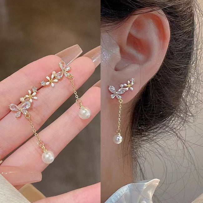 BUTTERFLY DROP KOREAN FLOWER EARRINGS