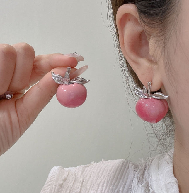PEACH FRUIT DROP EARRINGS