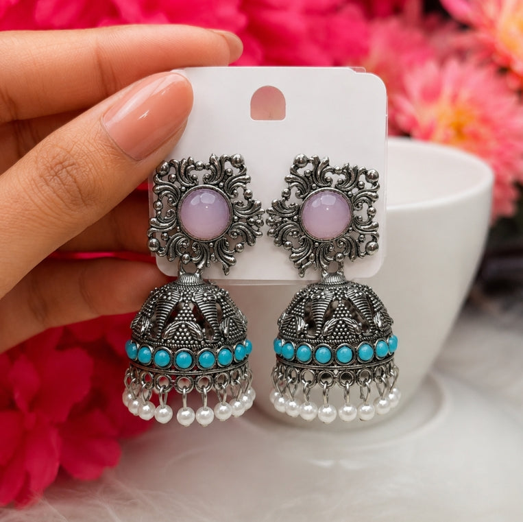 OXIDISED ETHNIC TRADITIONAL JHUMKA EARRING