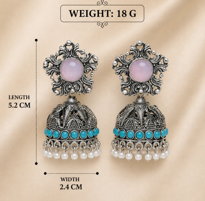 OXIDISED ETHNIC TRADITIONAL JHUMKA EARRING