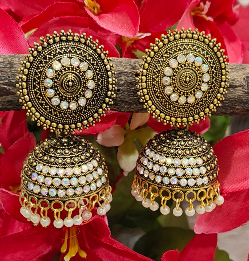 ANTIQUE GOLD TRADITONAL JHUMKA EARRINGS