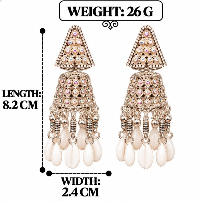 SILVER PLATED WHITE BEADED JHUMKA EARRINGS