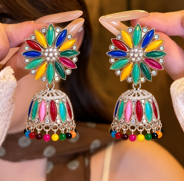 MULTICOLOR BIG DOME SHAPED JHUMKA EARRINGS