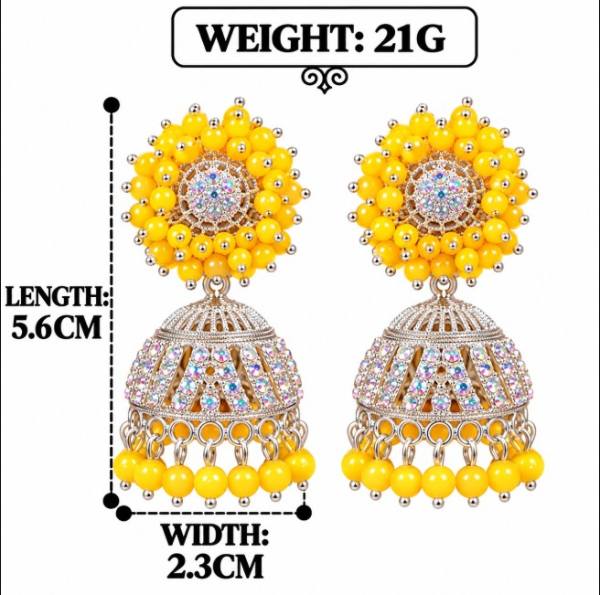 TRADITIONAL STONE & BEADED JHUMKA EARRINGS
