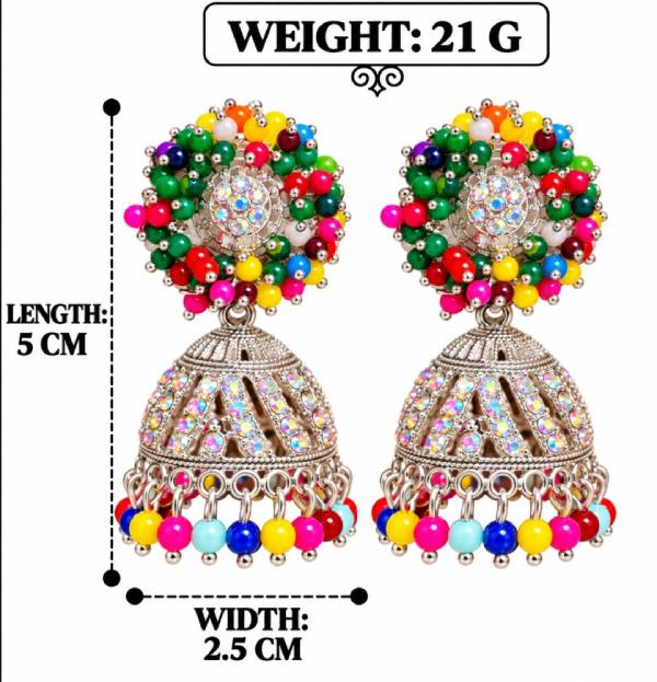 TRADITIONAL STONE & BEADED JHUMKA EARRINGS