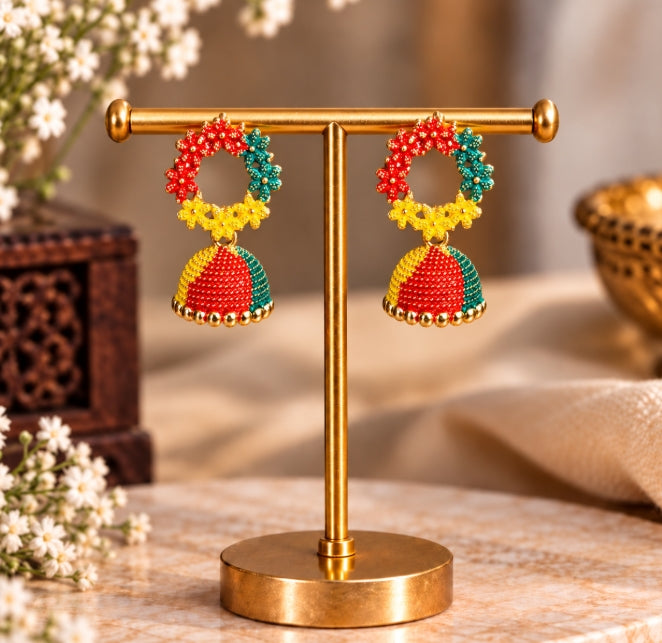 MULTICOLOR FLORAL JHUMKI SMALL JHUMKA EARRINGS