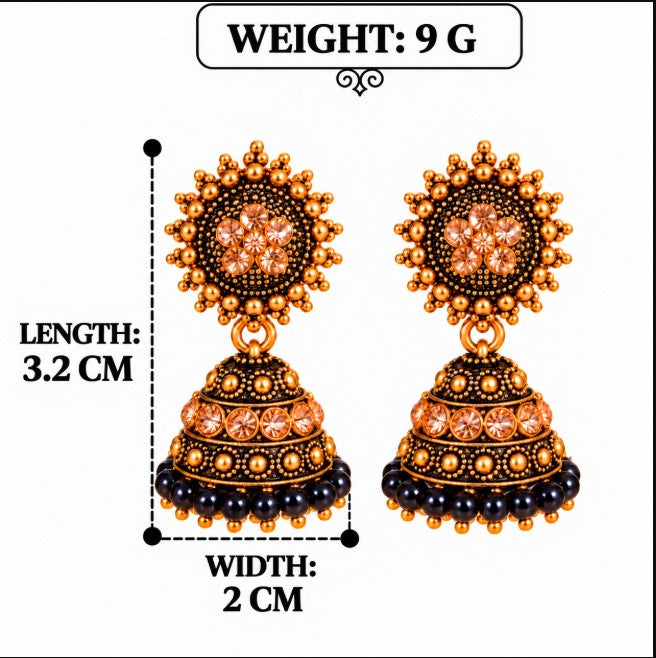 TRADITIONAL EARRINGS STONE & BEADED SMALL JHUMKI EARRINGS