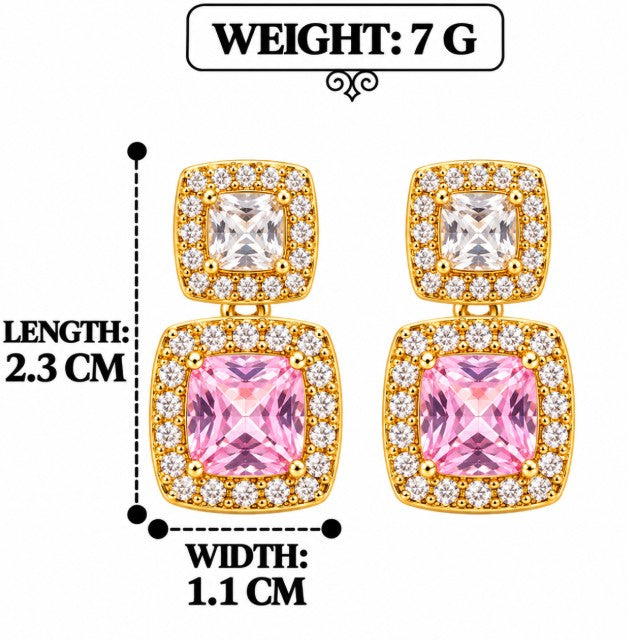 PINK CRYSTAL DROP EARRINGS