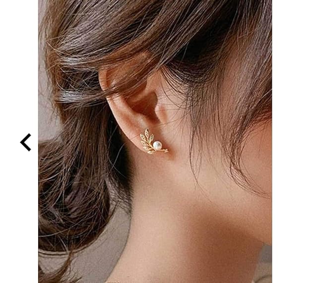 Leaf Pearl Stud Earring