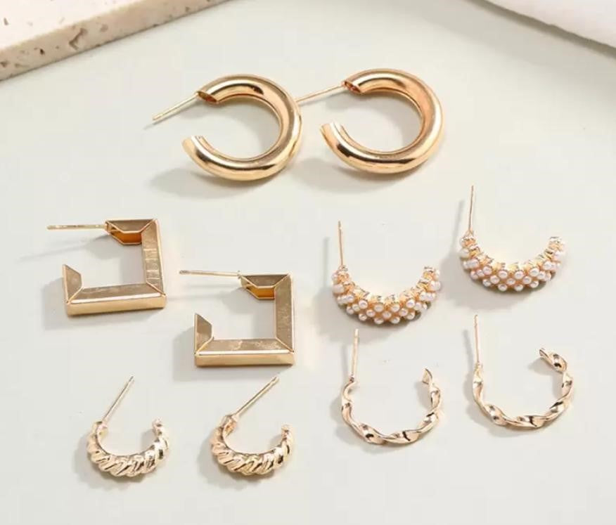 5 pair Hoop Earring set combo