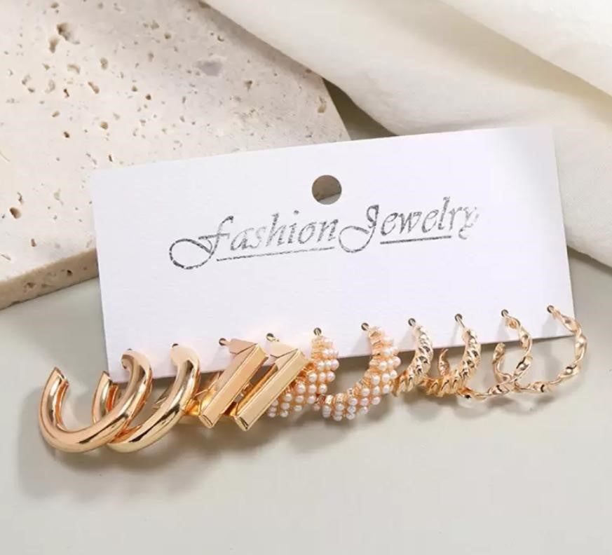5 pair Hoop Earring set combo