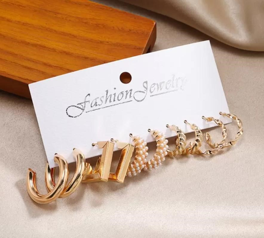 5 pair Hoop Earring set combo