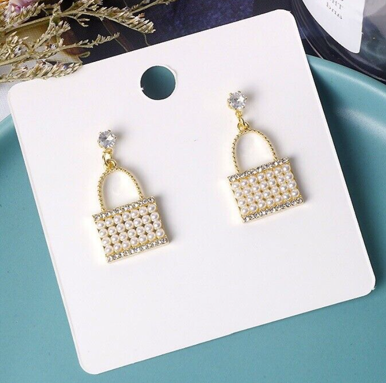 Pearl Bag Purse Drop Earring