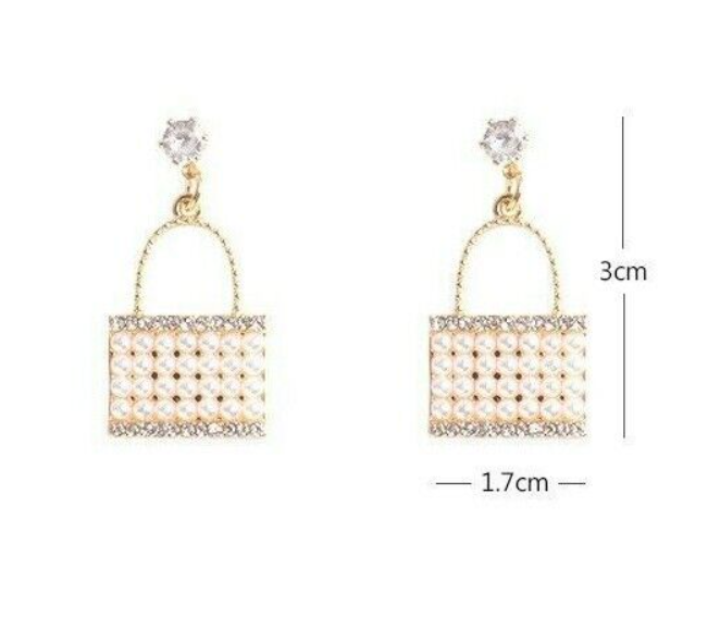 Pearl Bag Purse Drop Earring
