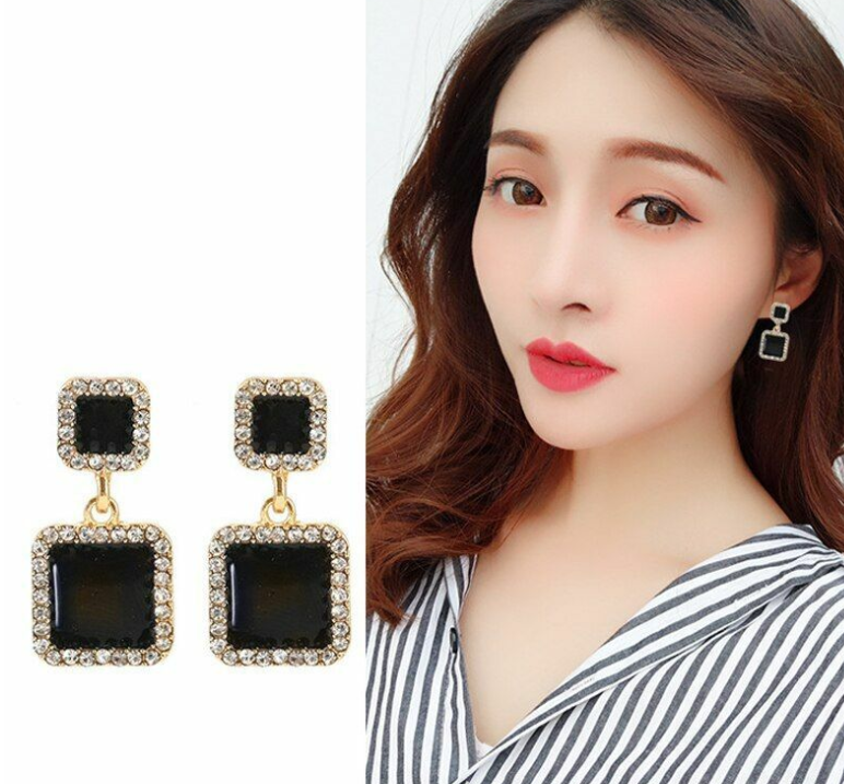Geometric Crystal Drop Earring