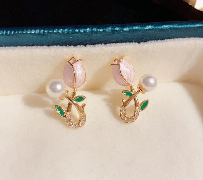Small Lotus Flower Stud Earrings