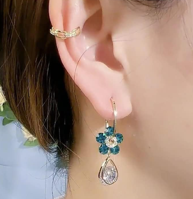 Crystal Flower Drop Earring
