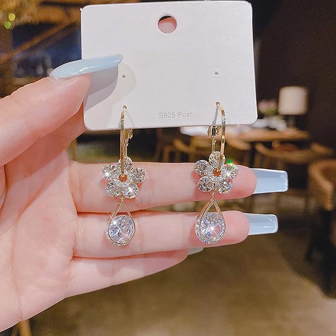 Crystal Flower Drop Earring