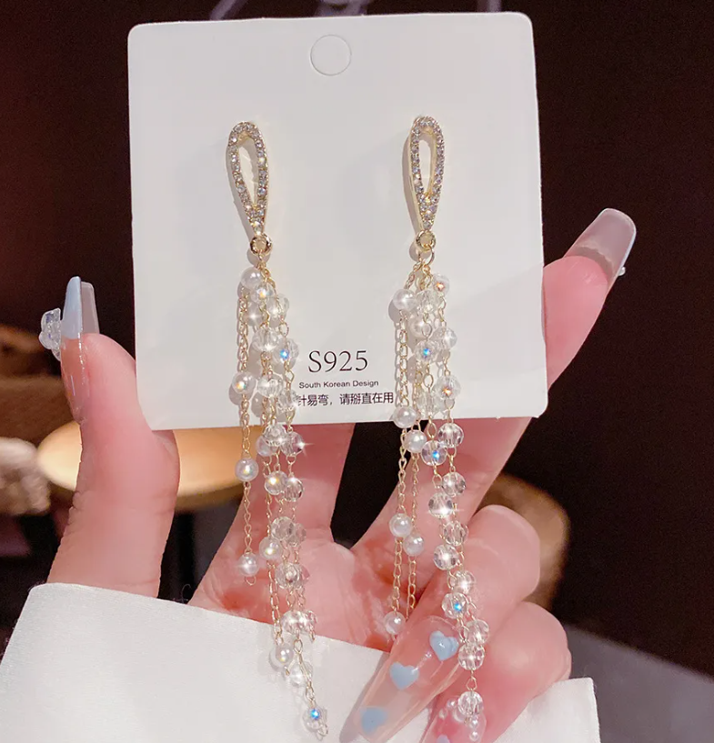 Long Chain Tassel Drop Earring
