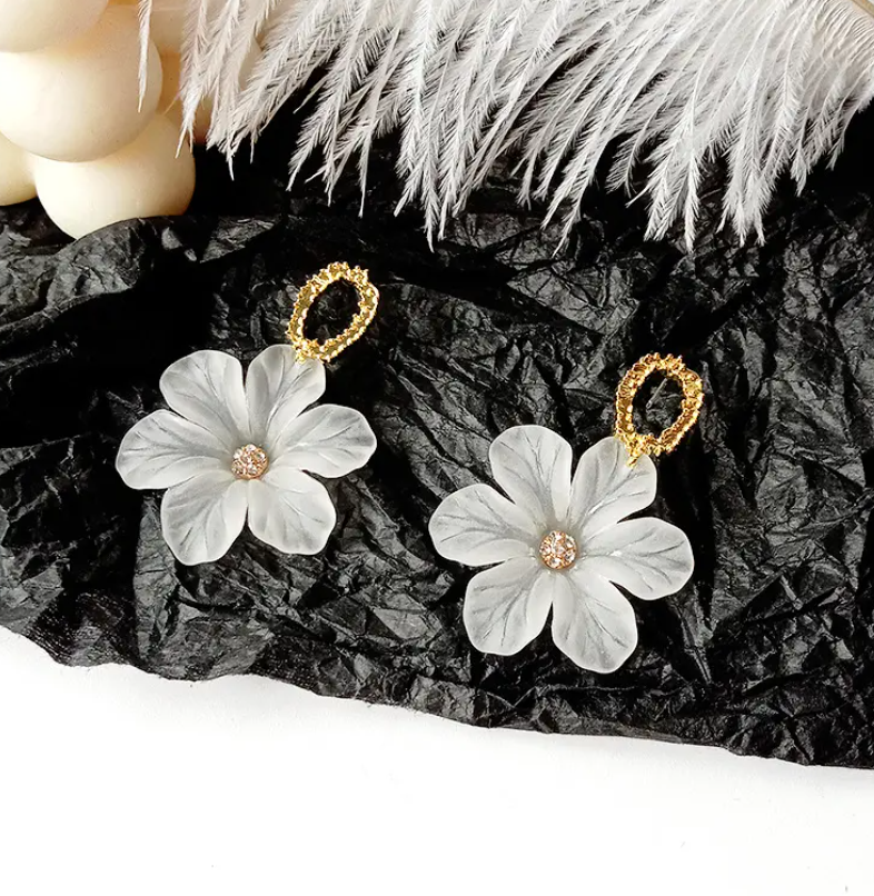 Flower Crystal Drop Earring